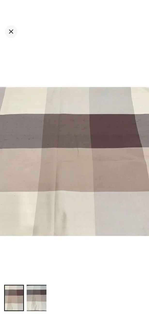 Custom 100% Silk Checkered Curtain Panels